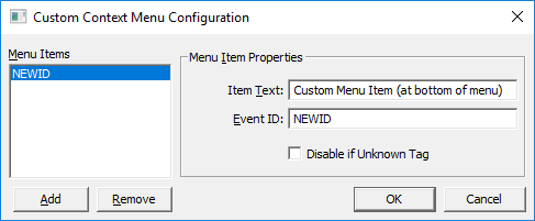 Custom Context Menu Configuration
